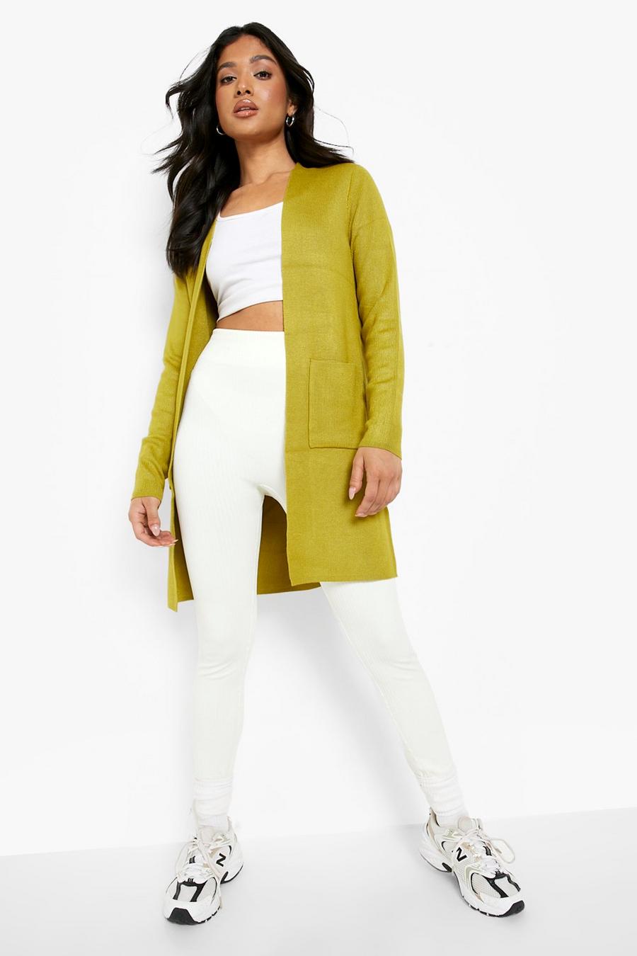 Olive Petite Knitted Longline Cardigan image number 1