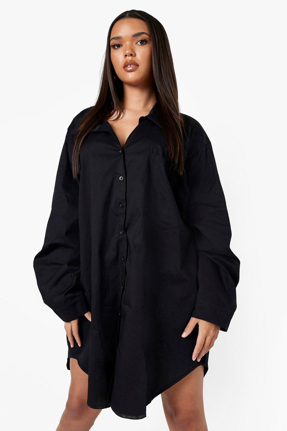 Boohoo black shirt dress hotsell