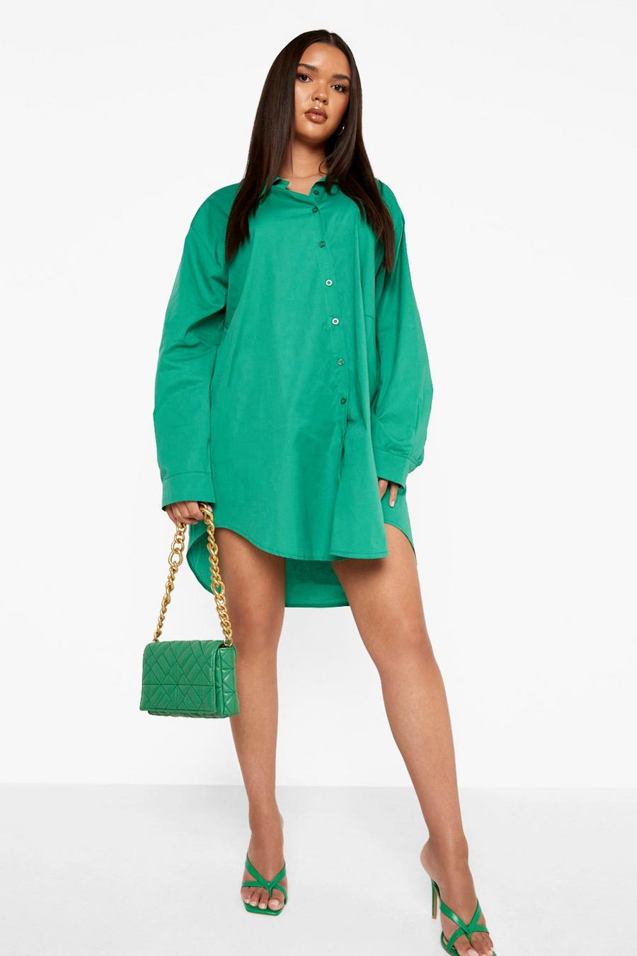 Green grön Plus - Oversize skjortklänning image number 1