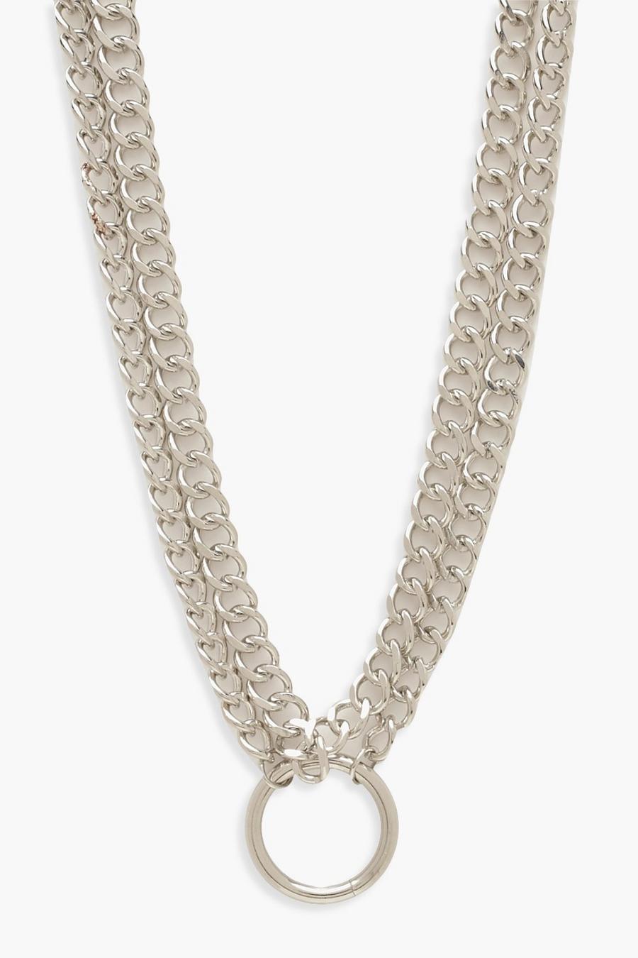 Silver argent Plus Recycled O-Ring Detail Chain Choker