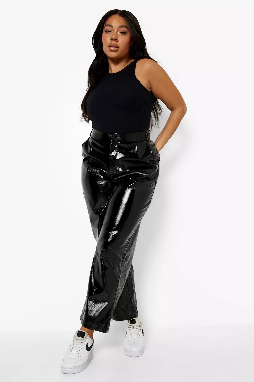 Plus size hot sale vinyl trousers