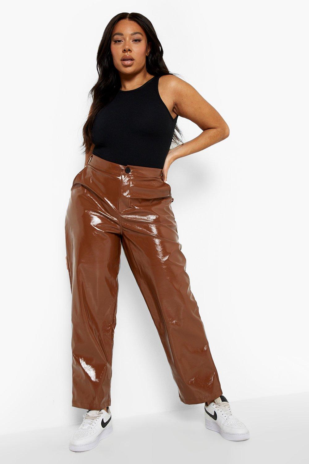 Plus size vinyl on sale trousers