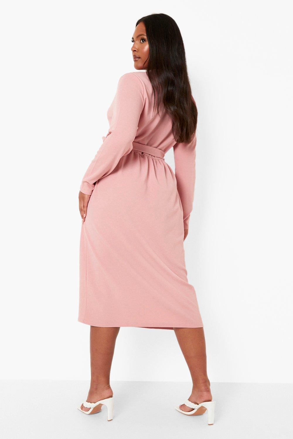 Plus size pink shop long sleeve dress