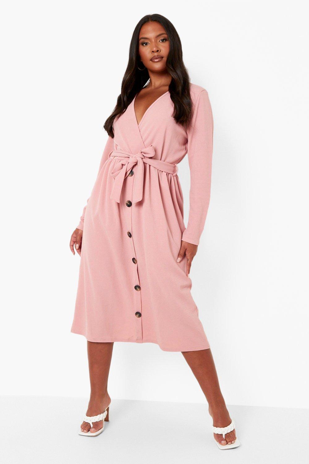 Long sleeve on sale button midi dress