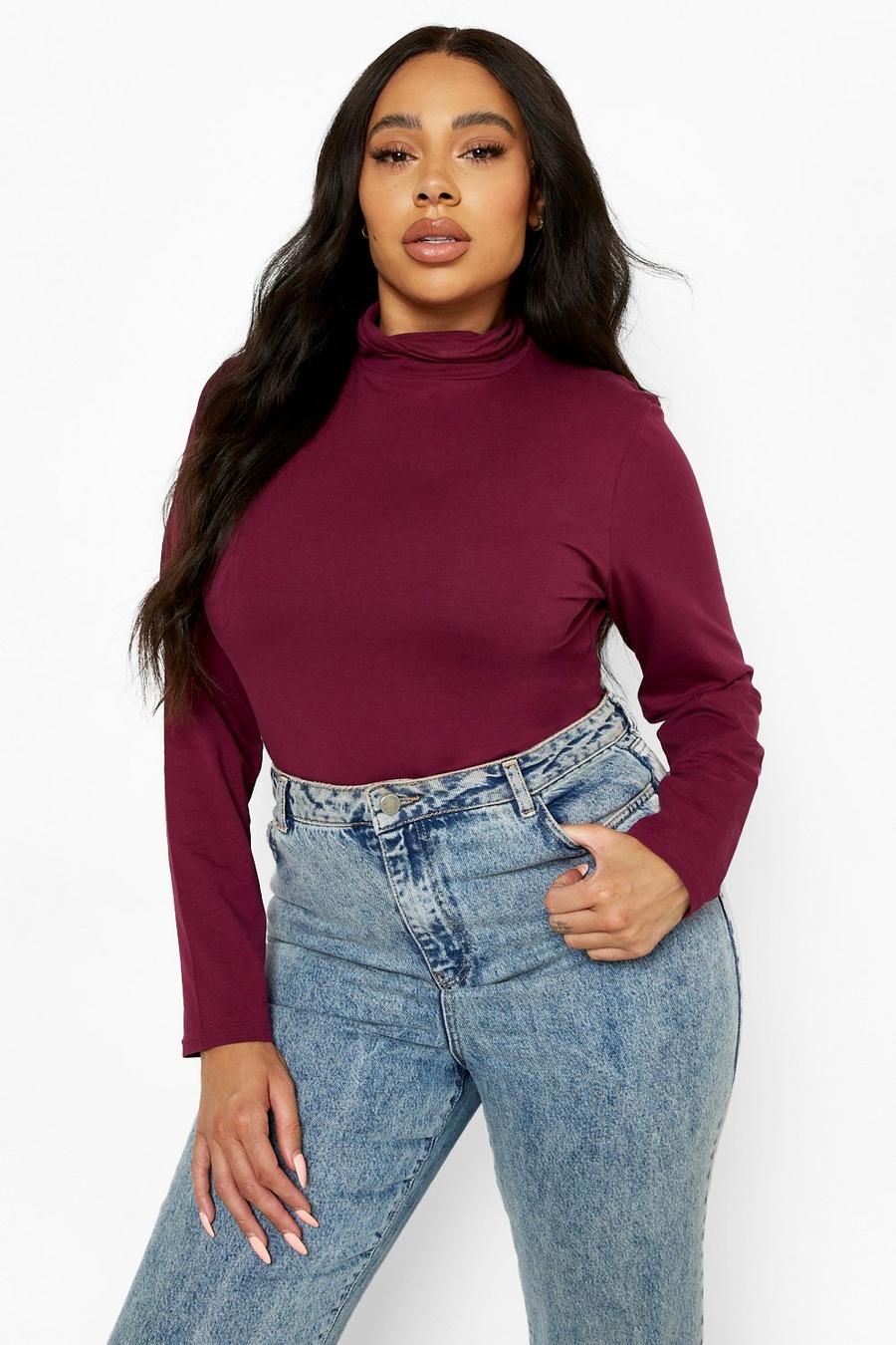 Berry Plus Long Sleeve Roll Neck Top image number 1