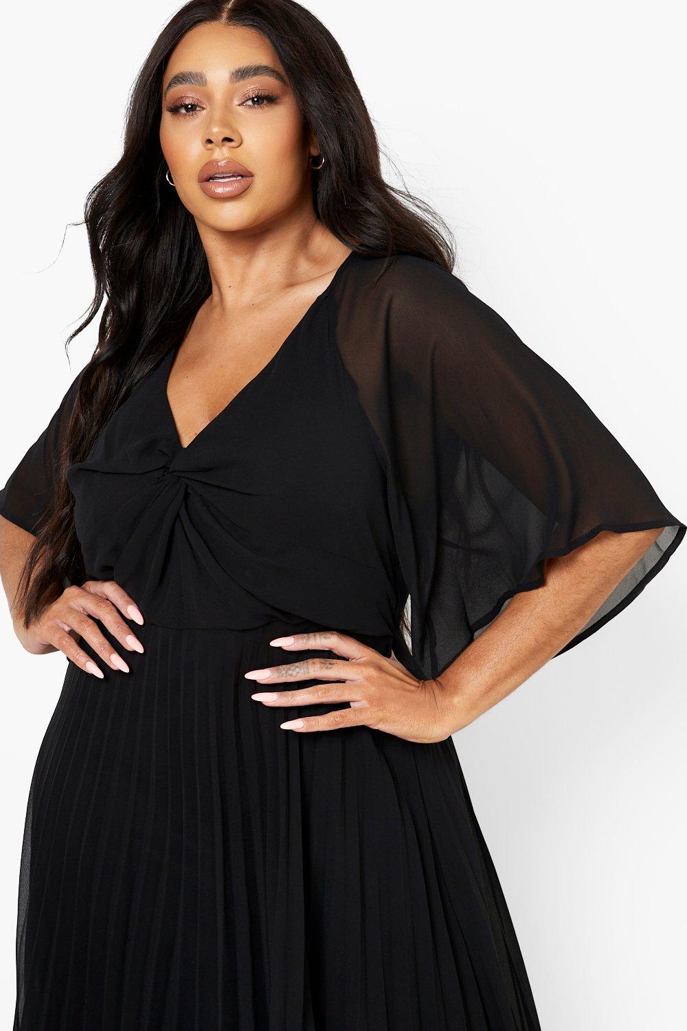 Long black chiffon on sale dress plus size