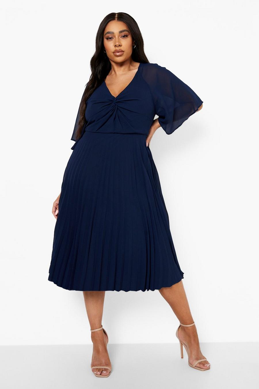 Grande taille - Robe mi-longue à manches courtes, Navy image number 1