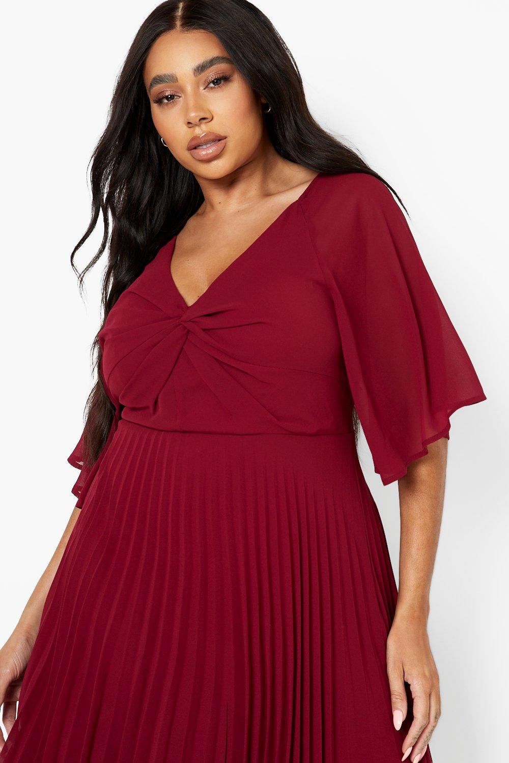 Plus Occasion Angel Sleeve Chiffon Midi Dress