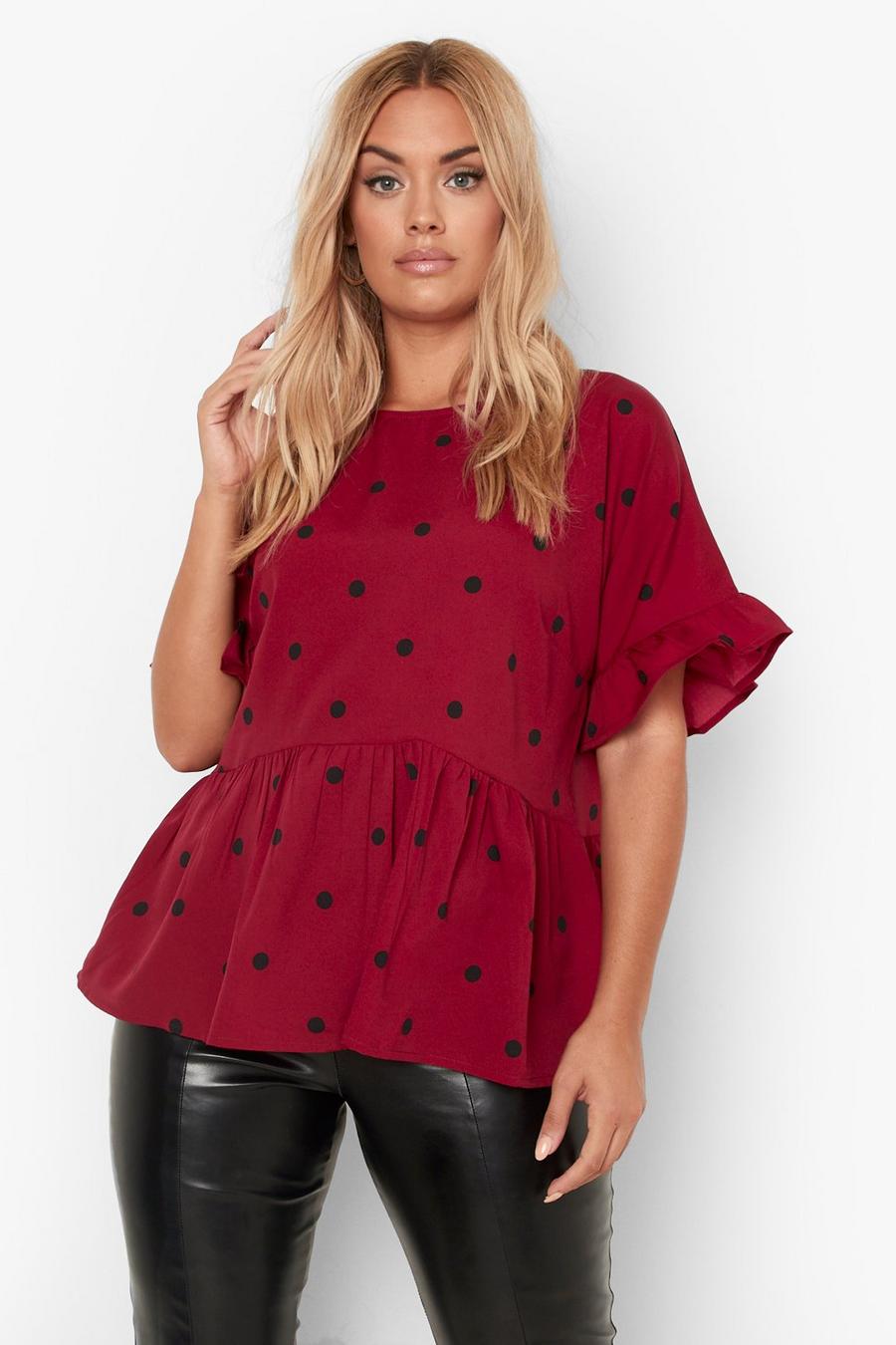 Berry Plus Woven Cross Back Smock Top image number 1