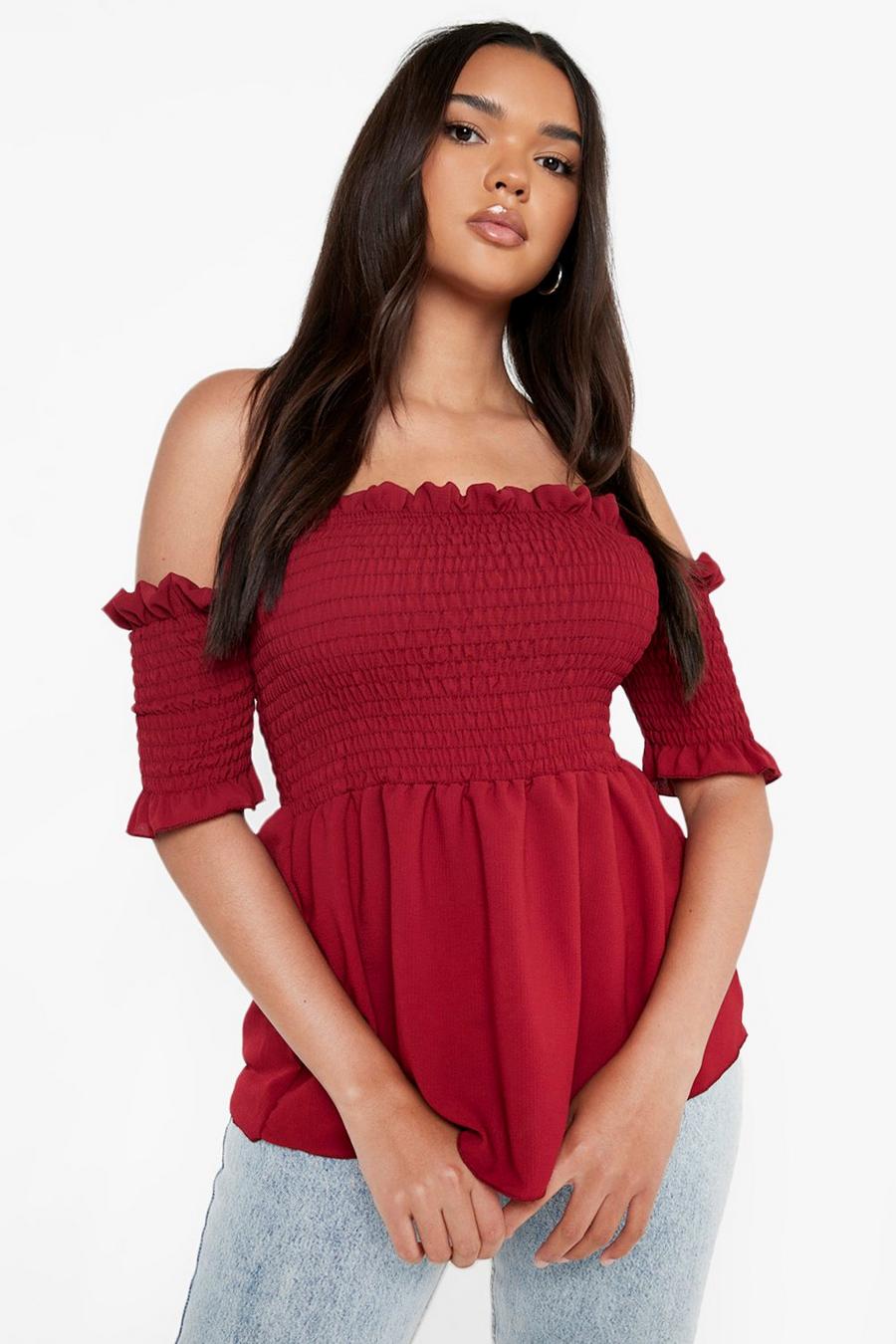 Berry Plus Off The Shoulder Top image number 1