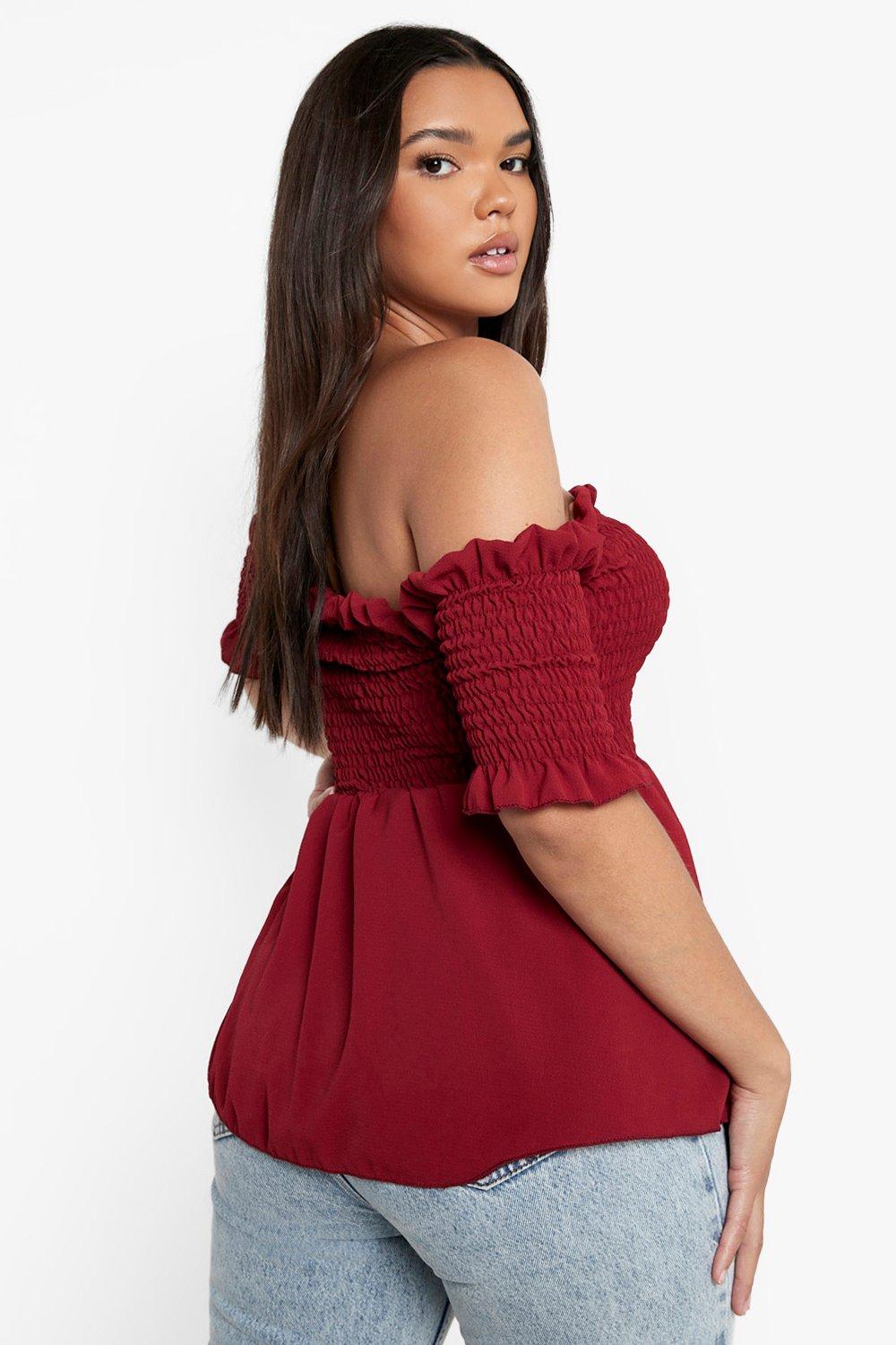 Plus size red off the shoulder top sale