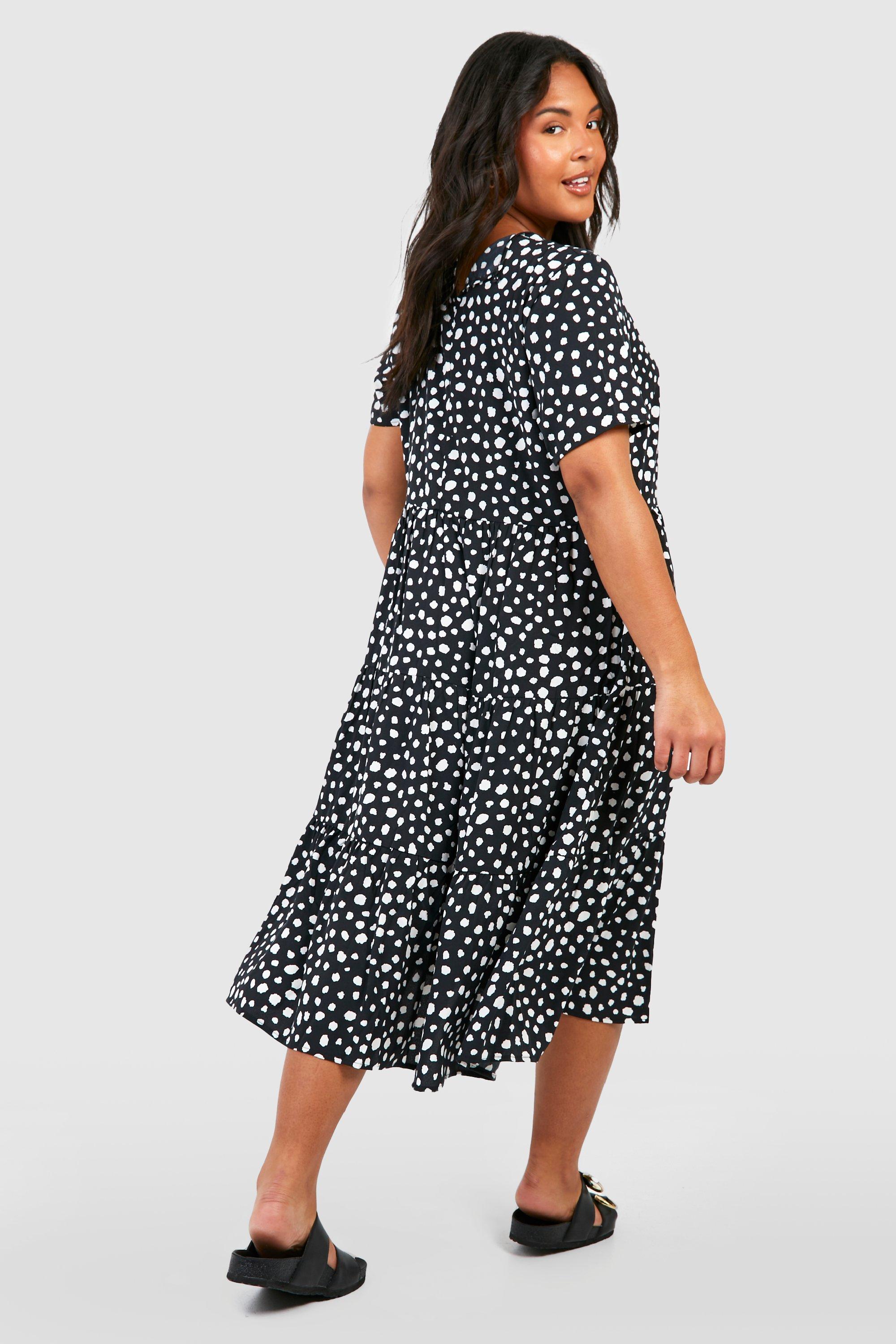 Boohoo plus size midi on sale dress