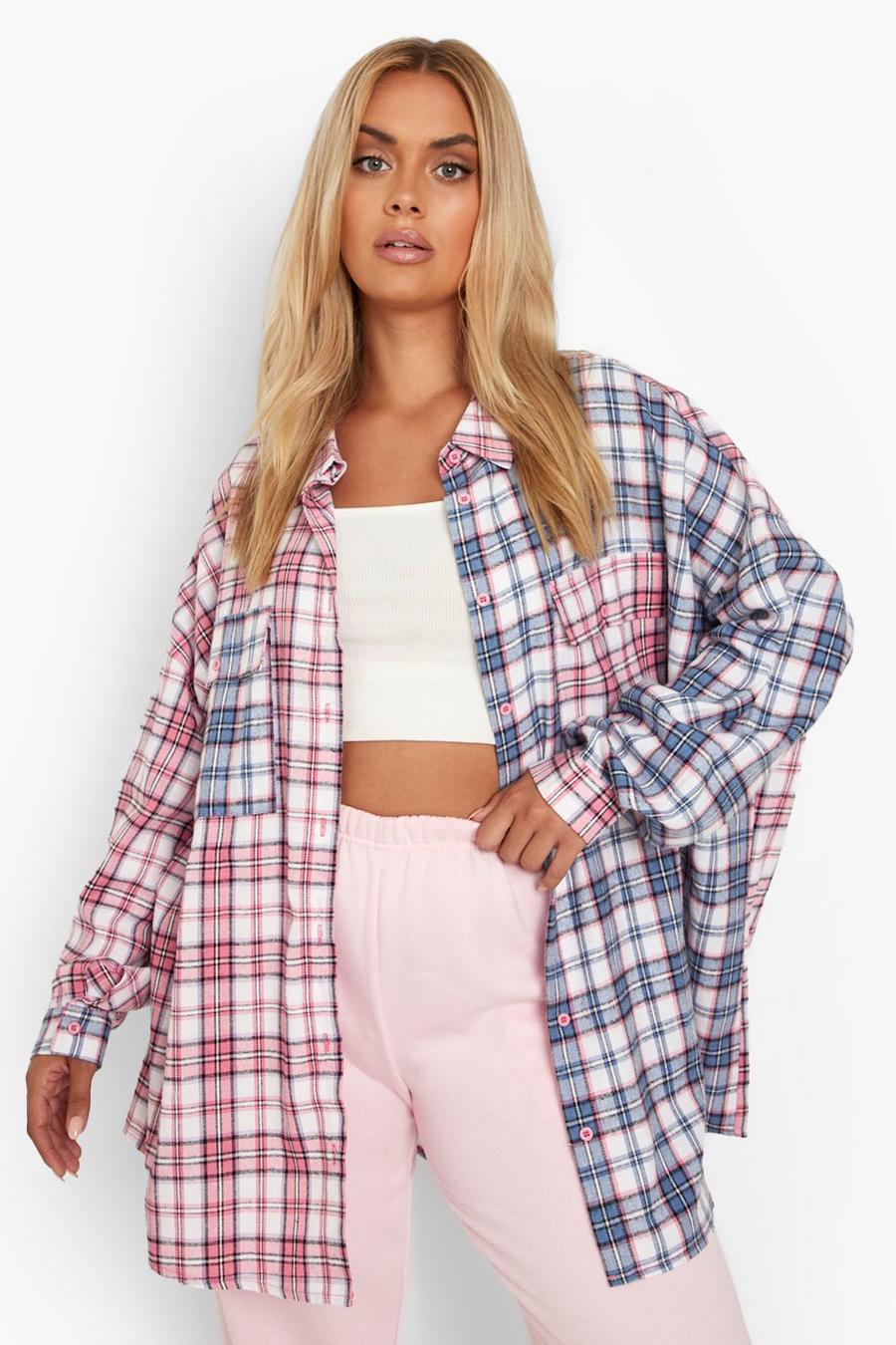 Multi Plus Mixed Flannel Oversized Shirt image number 1