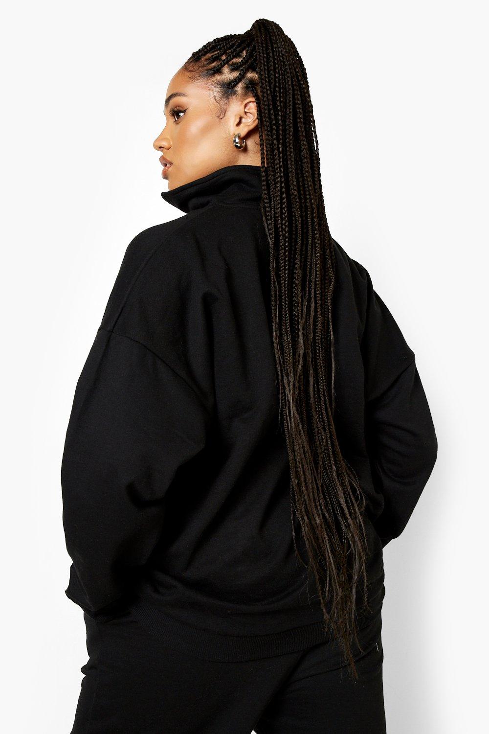 Plus Oversized Half Zip Sweatshirt | boohoo