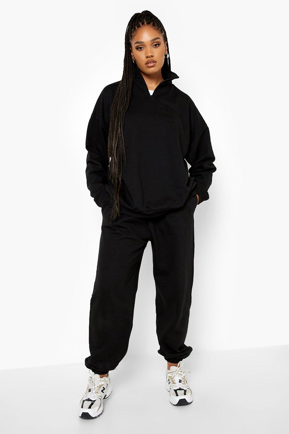 Oversized 1/2 Zip Sweatshirt in Black – GAL-UP