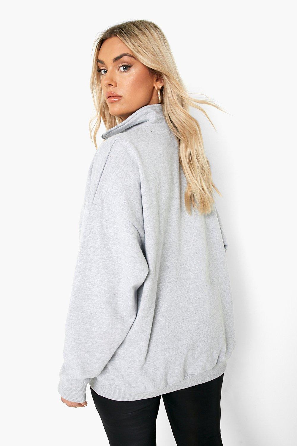 boohoo Plus Oversized Half Zip Sweatshirt - Black - Size 12