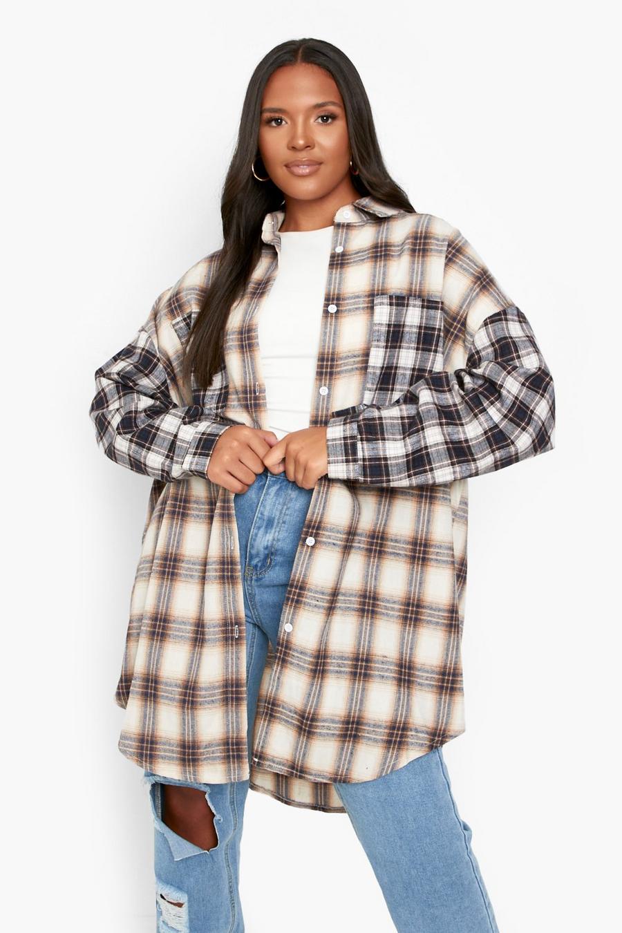 Stone Plus Check Contrast Shirt Dress image number 1