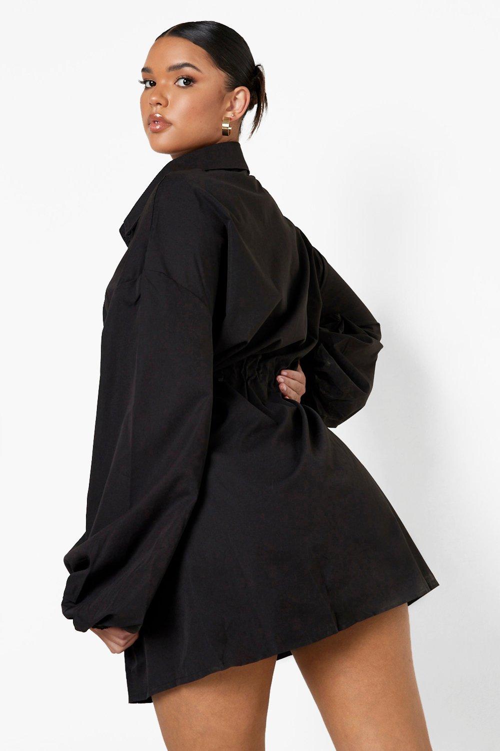 Boohoo black shirt dress best sale