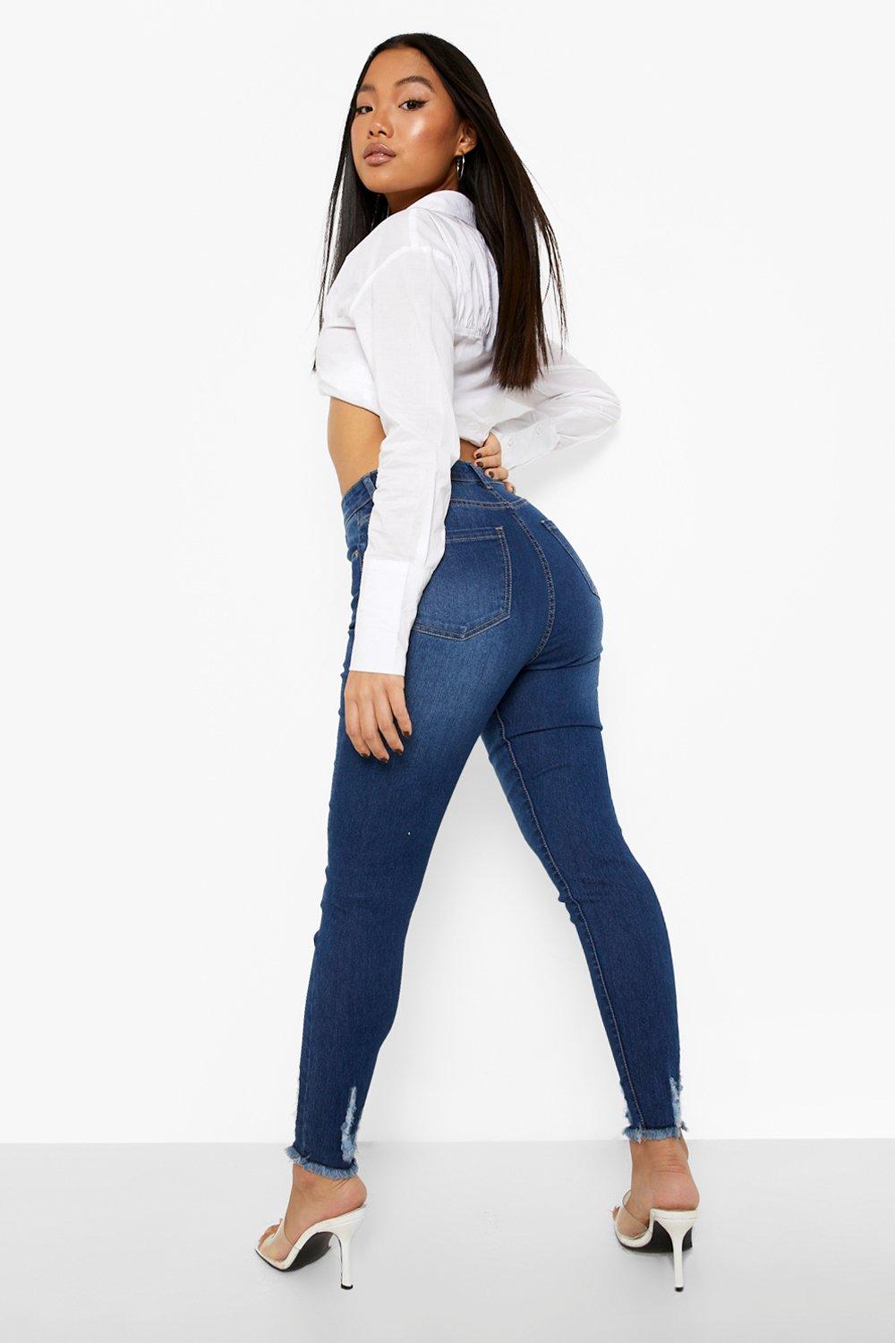 Plus Distressed High Waisted Stretch Skinny Jeans