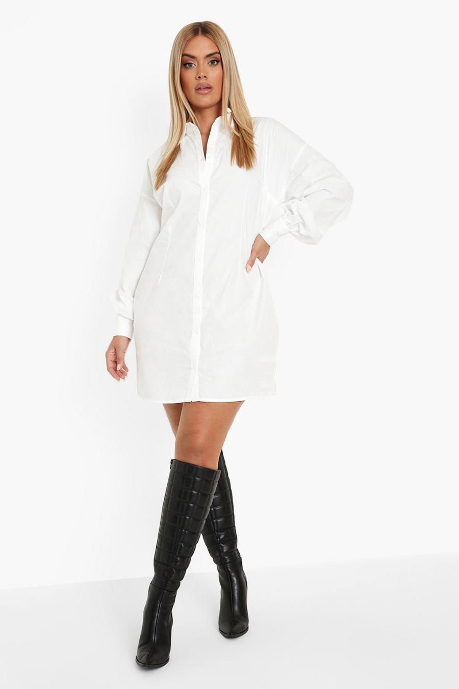 White Plus Oversized Sleeve Shirt Dress image number 1
