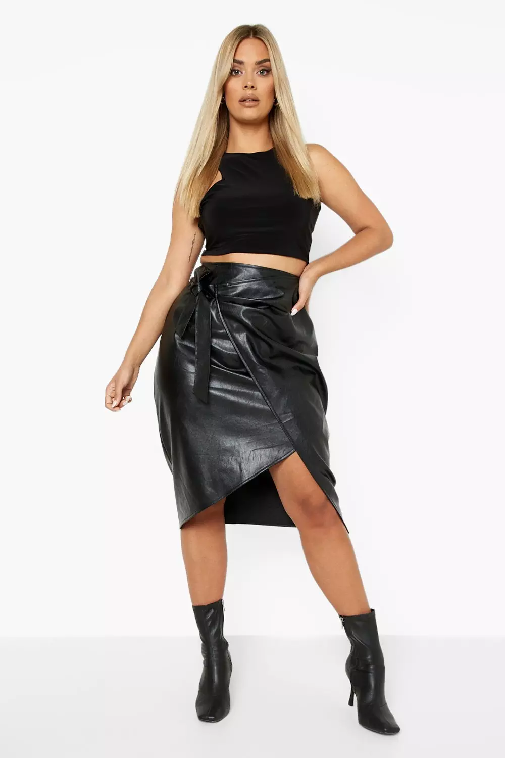 Faux leather skirt with hotsell tie belt