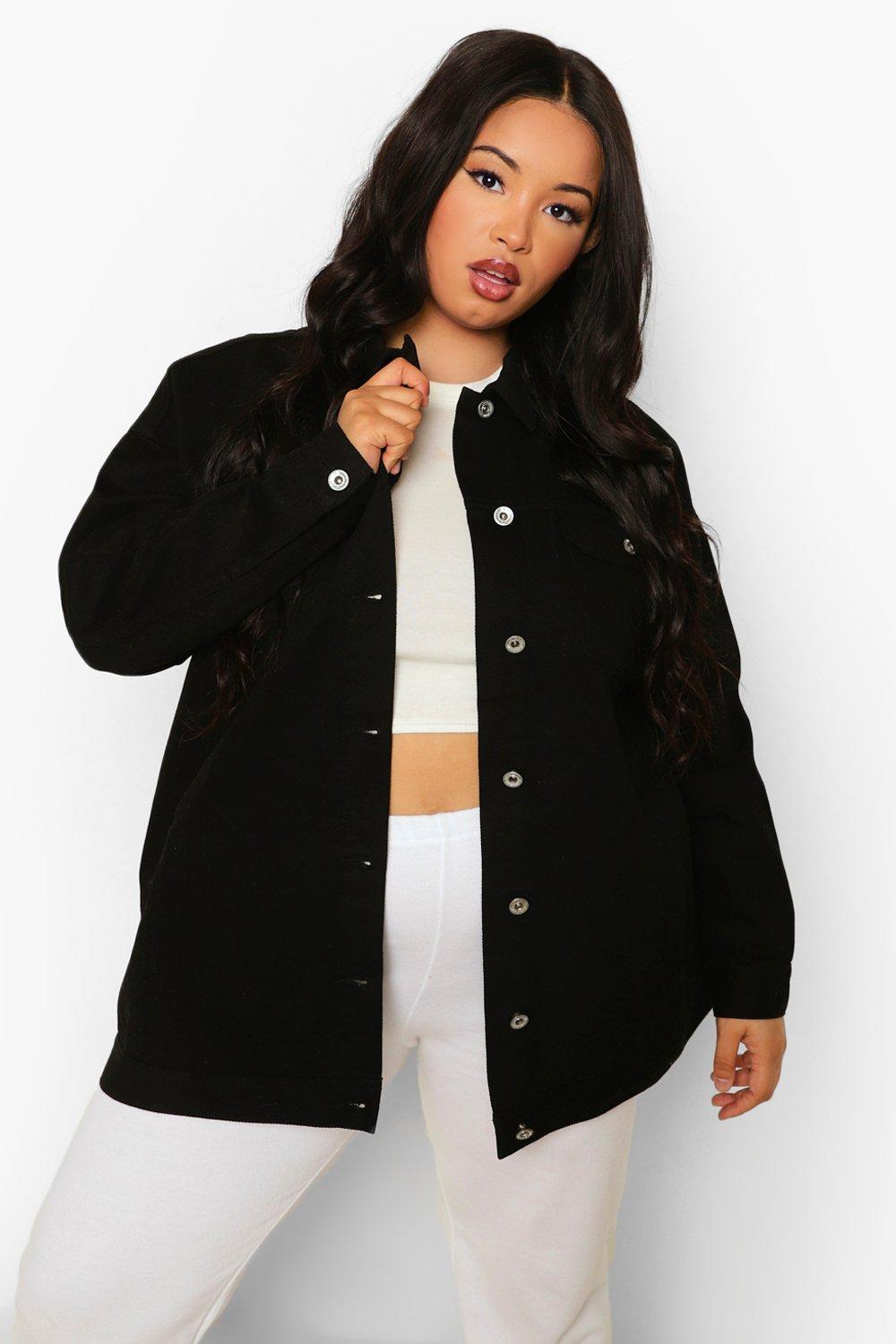 Plus Oversized Longline Denim Jacket boohoo UK