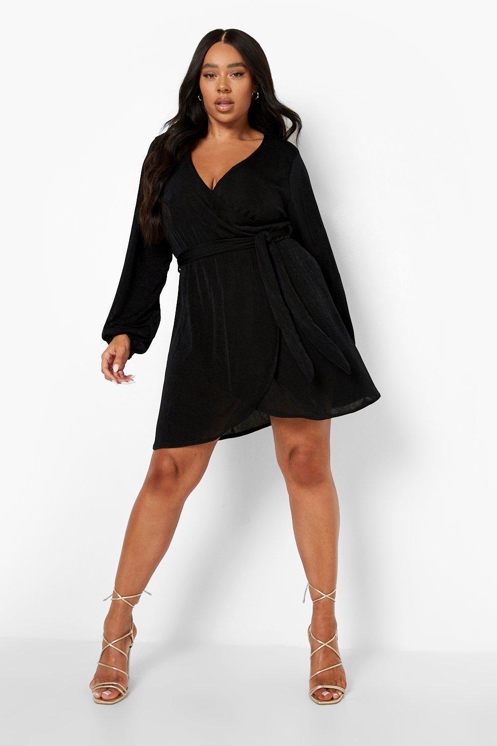 Boohoo slinky wrap dress sales