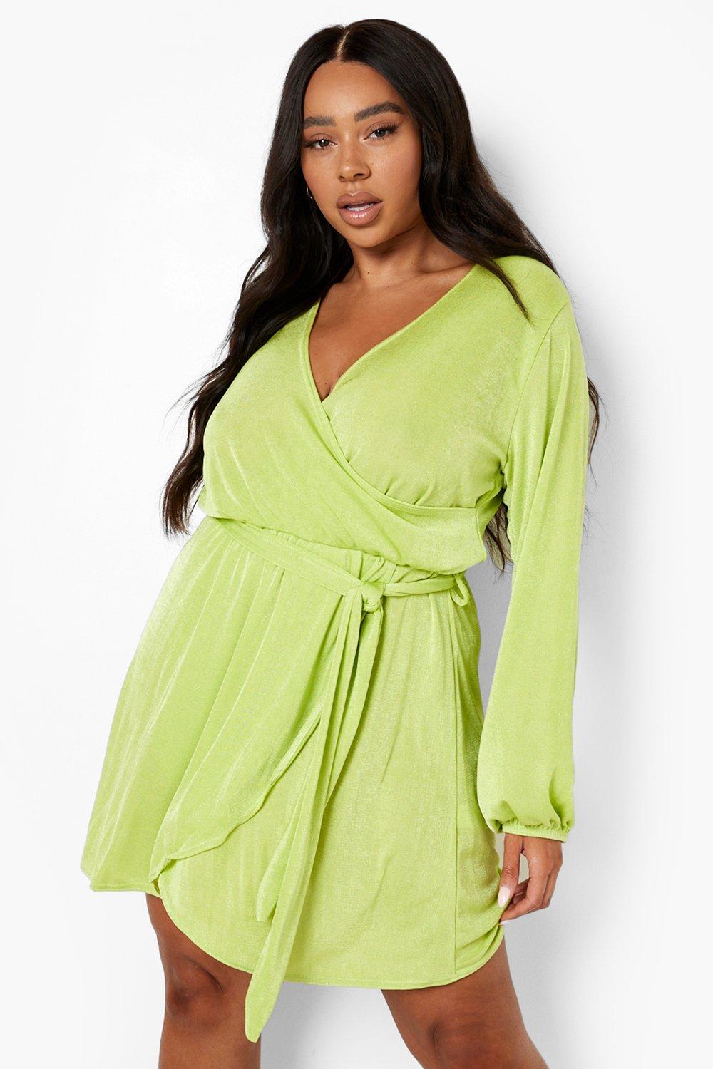 Boohoo lime green outlet dress