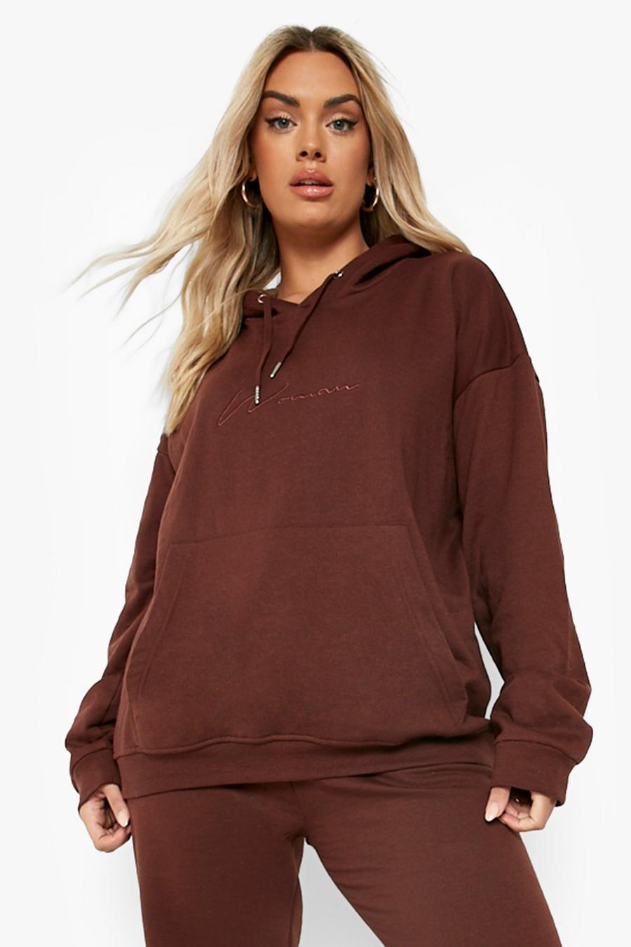 Chocolate Plus Woman Embroidered Oversized Hoodie image number 1
