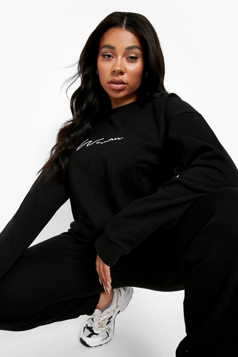 Black Plus Woman Embroidered Sweater image number 1