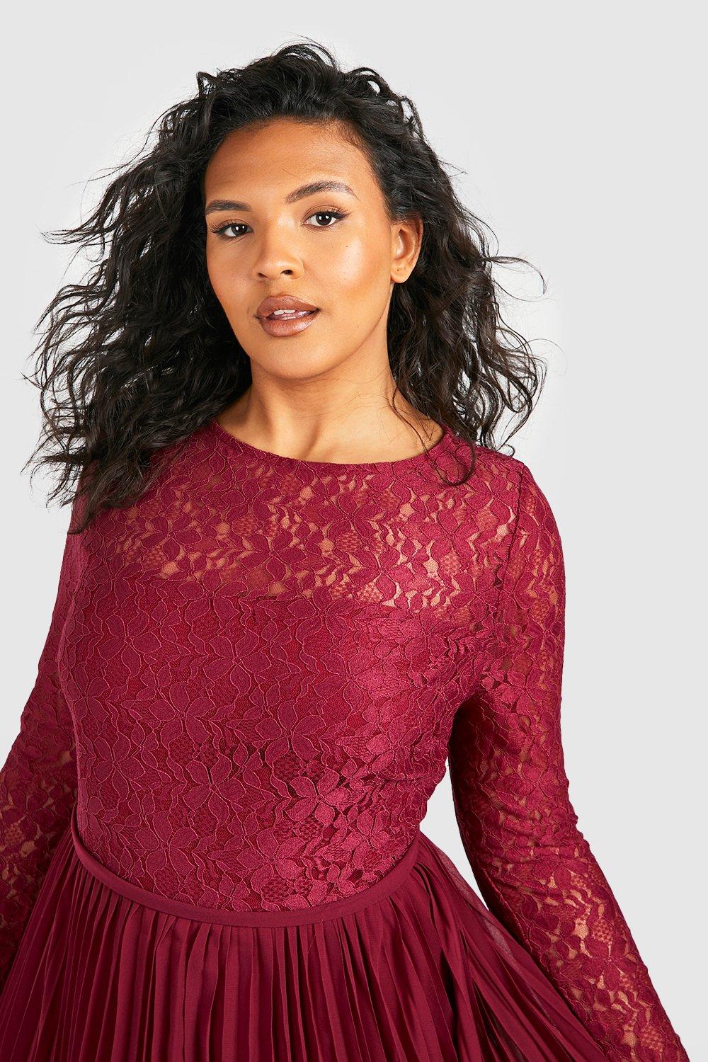 Boohoo burgundy 2024 lace dress