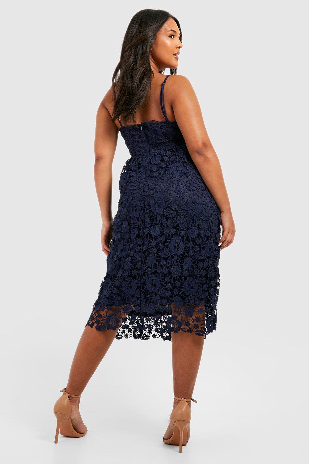 Plus Crochet Lace Midi Skater Dress