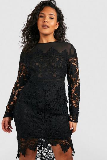 Plus Occasion Embroidered Floral Midi Dress black