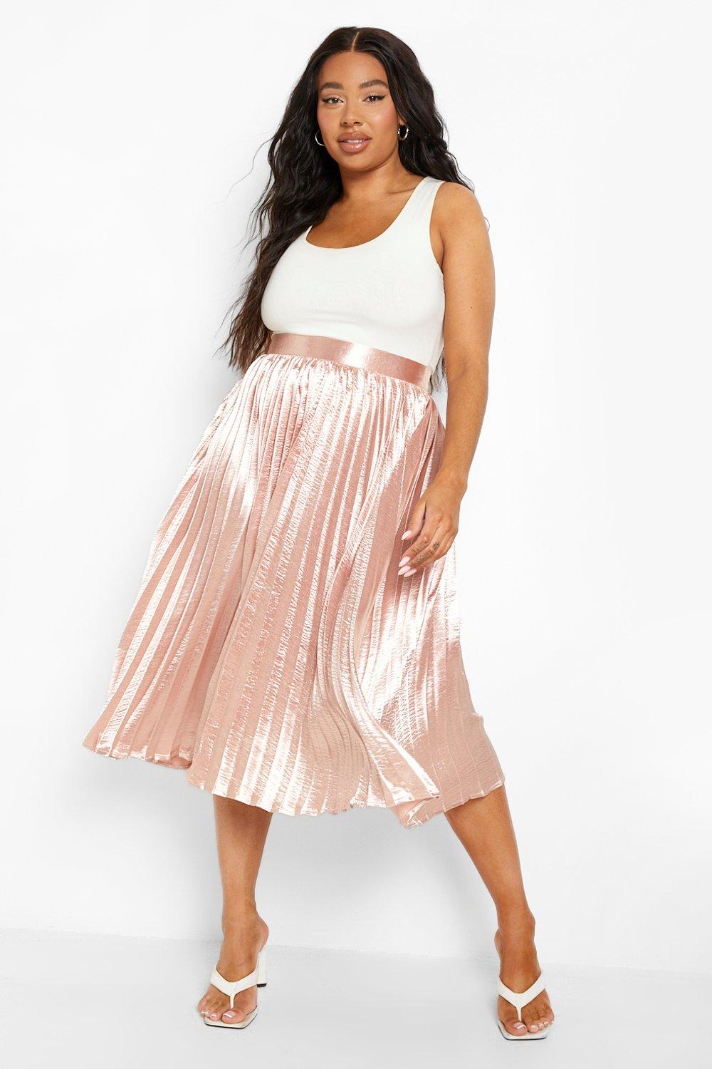 Gold pleated skirt outlet plus size