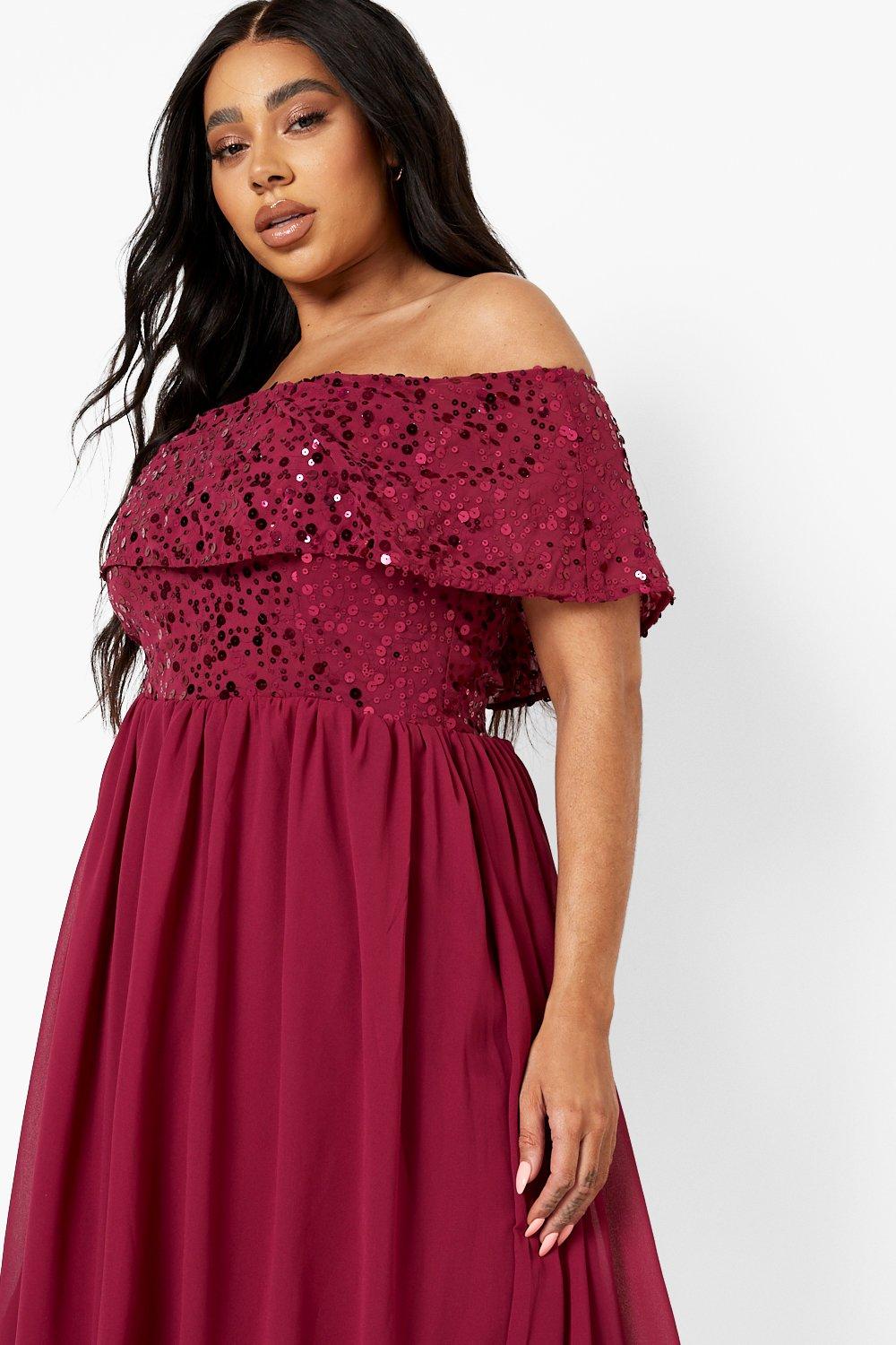 Boohoo plus hotsell size red dress