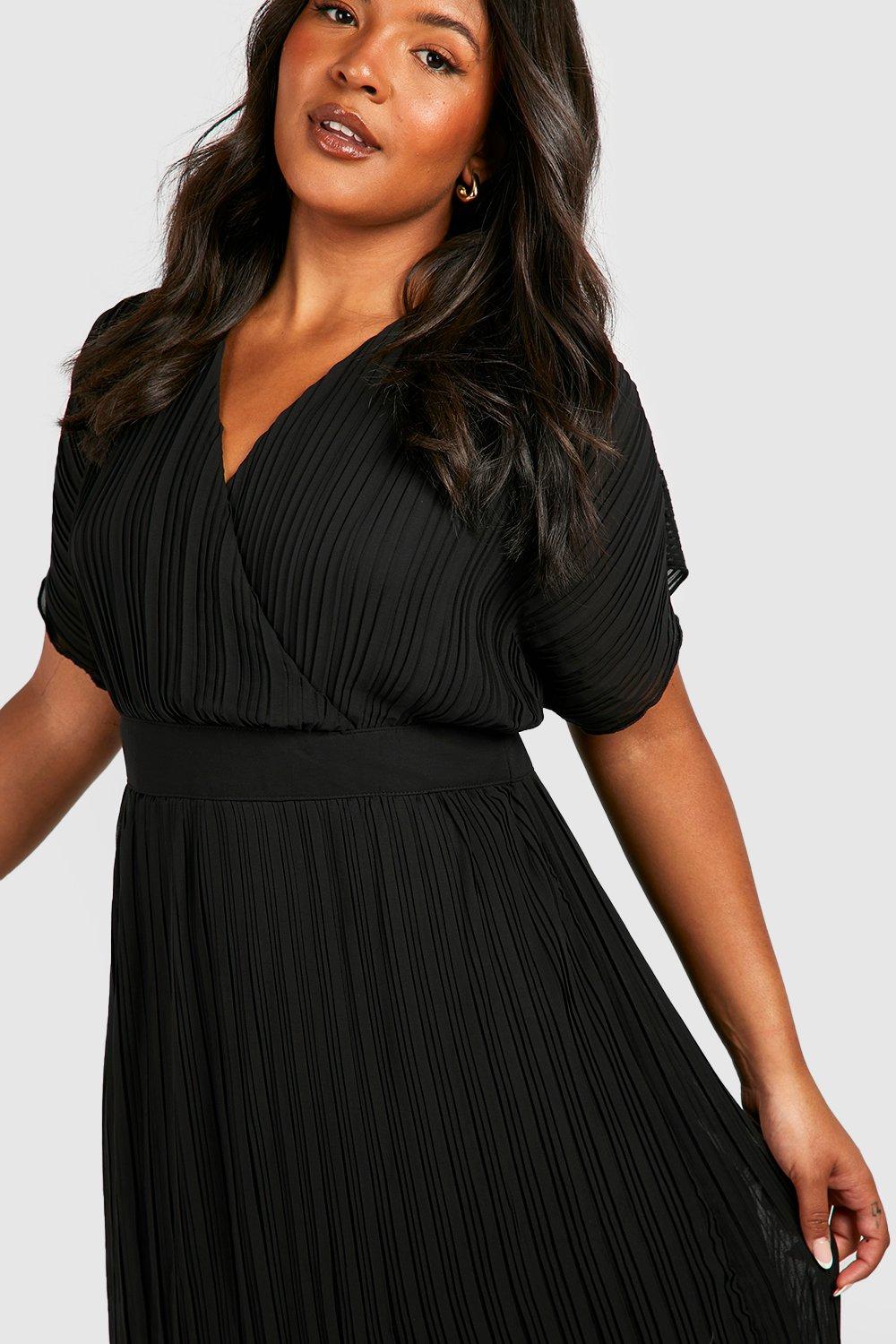 Plus size black wrap dress