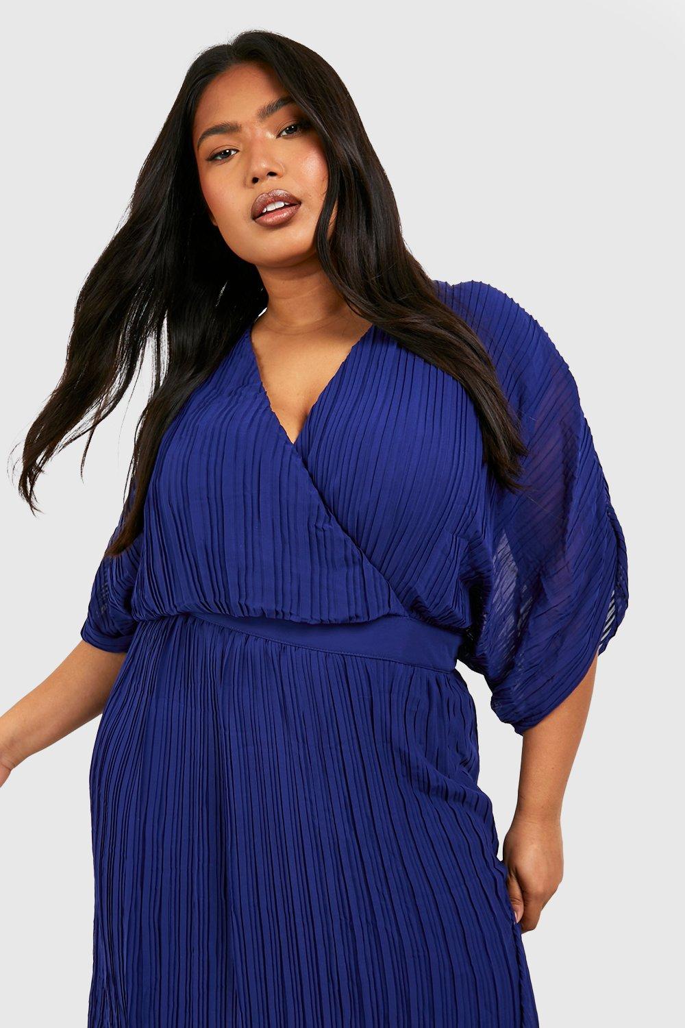 Navy wrap best sale dress plus size