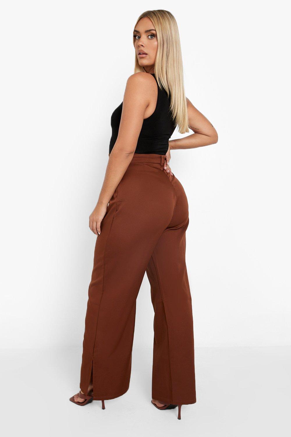 Plus Woven Seam Detail Tailored Flare Trousers