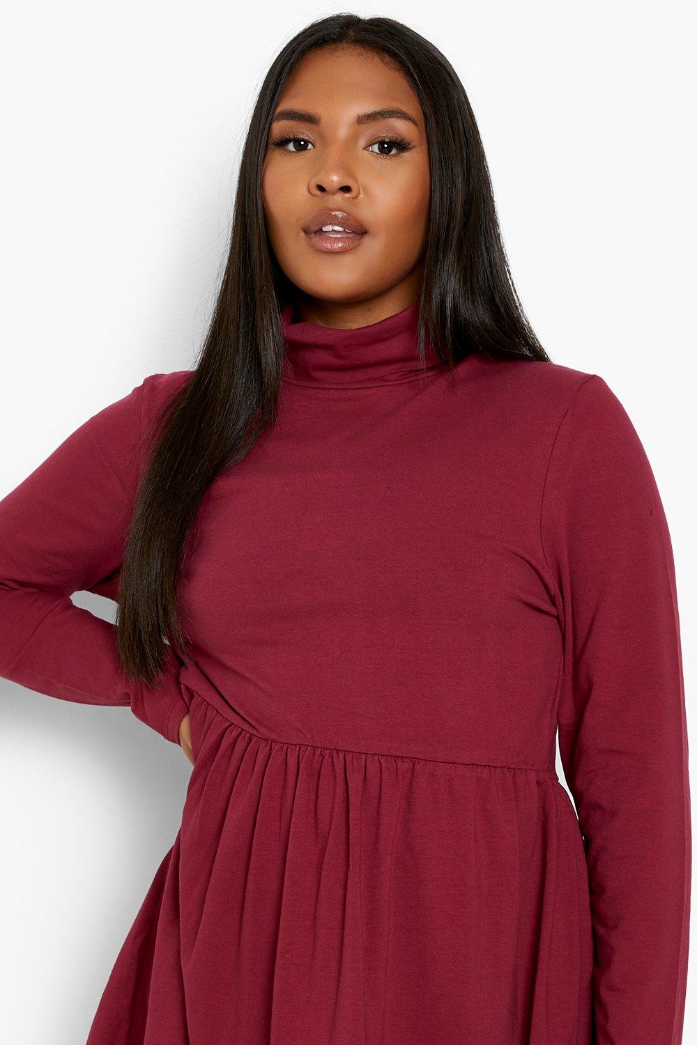 Women s Plus Roll Neck Smock Dress Boohoo UK