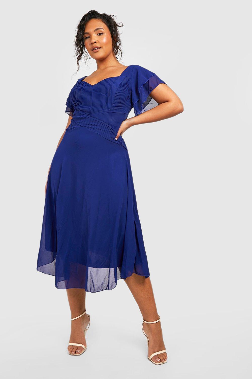 Navy blue dress sales boohoo