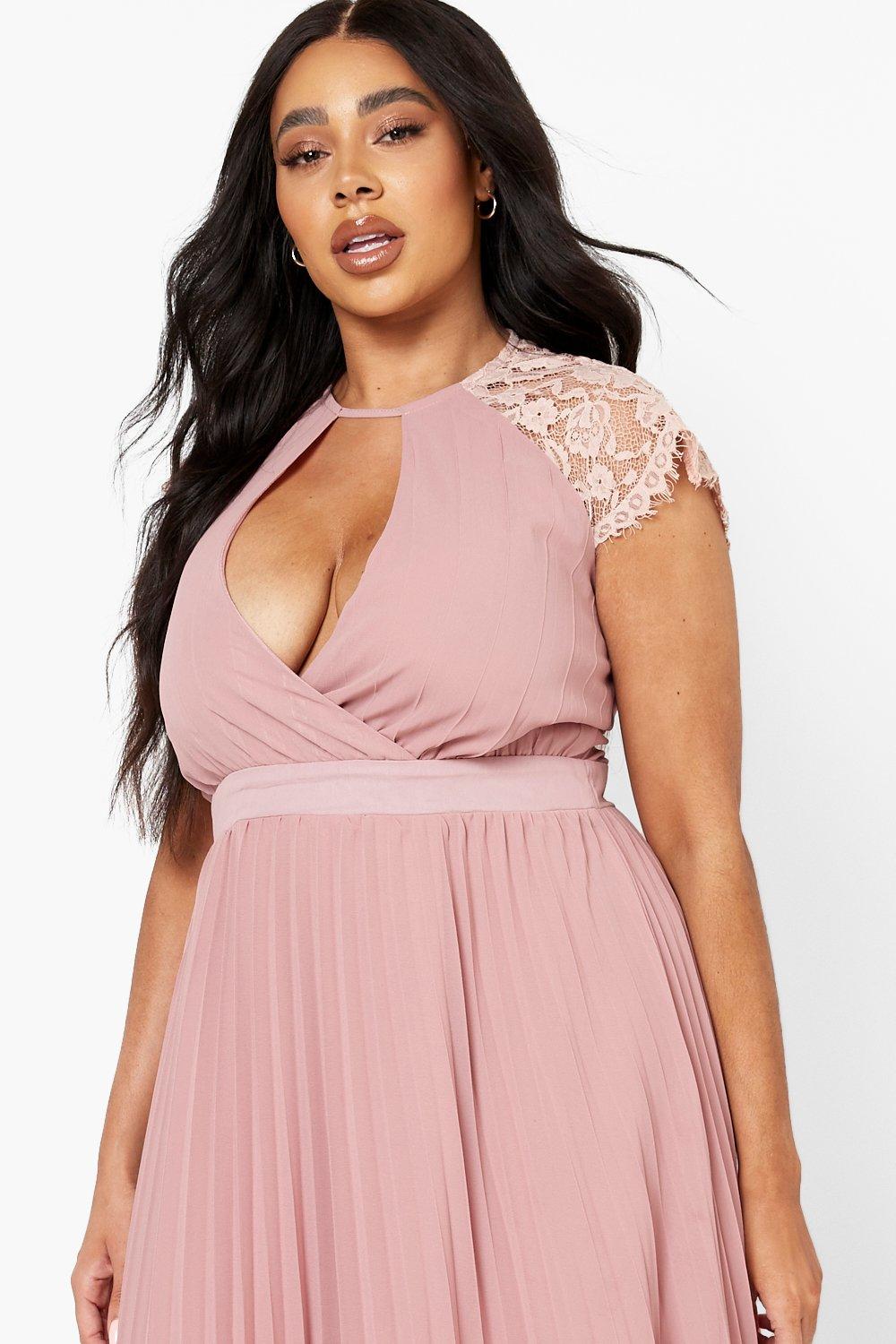 boohoo pink dress plus size