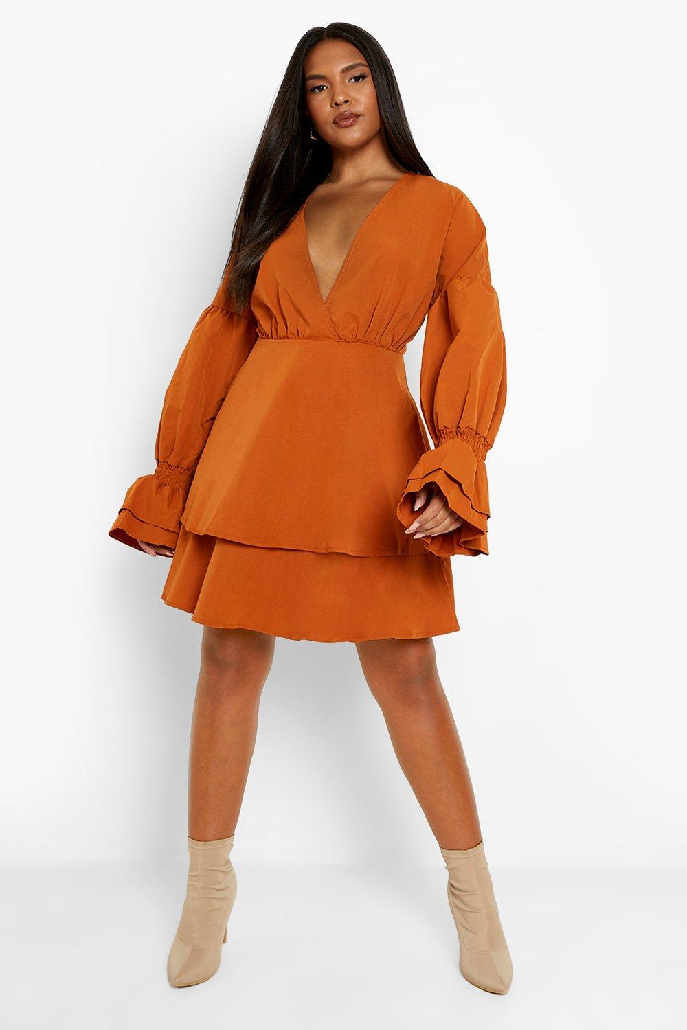 Women's Plus Woven Wrap Layer Skater Dress | Boohoo UK