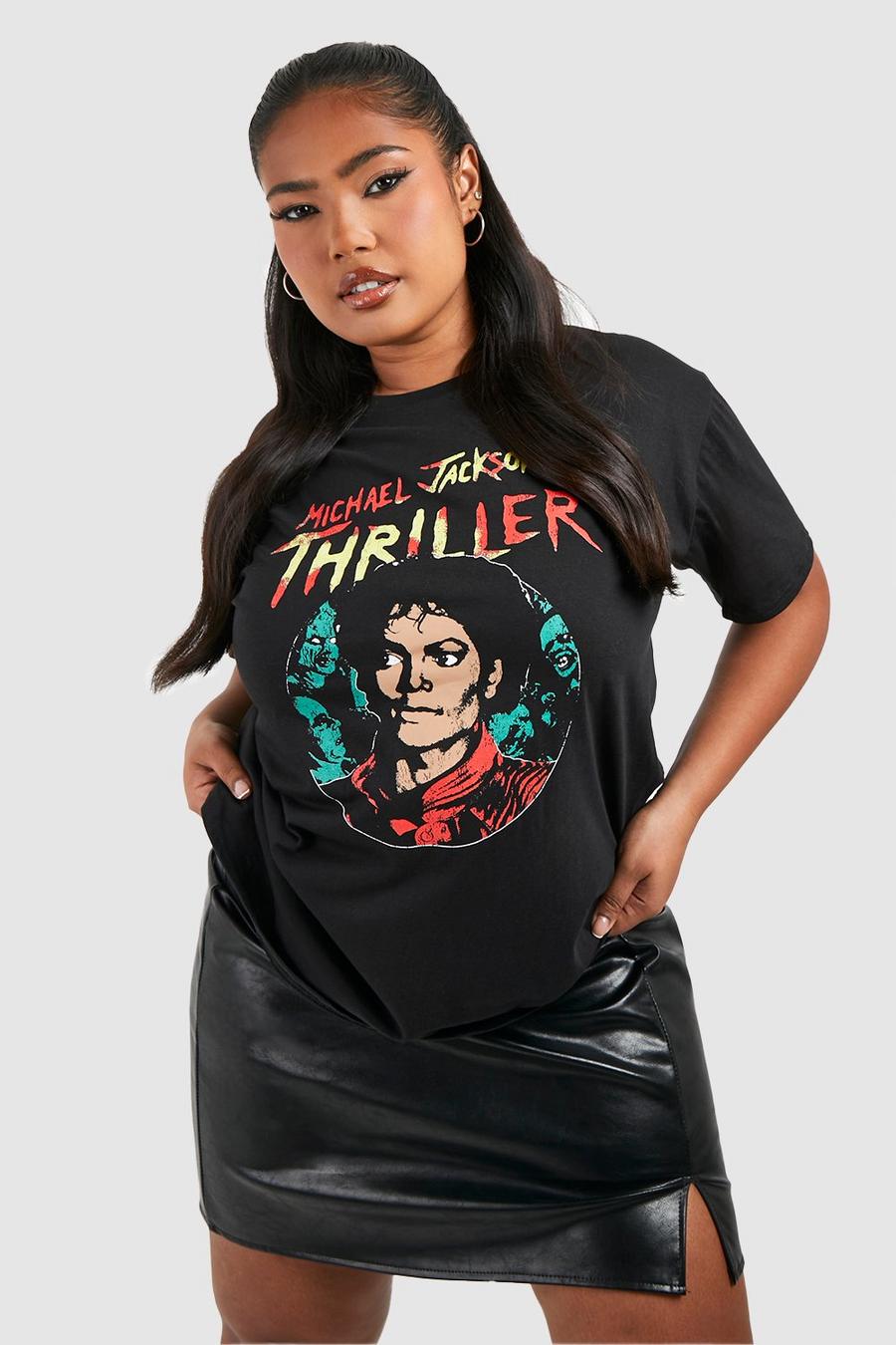 Black svart Plus Halloween Michael Jackson T-shirt med tryck