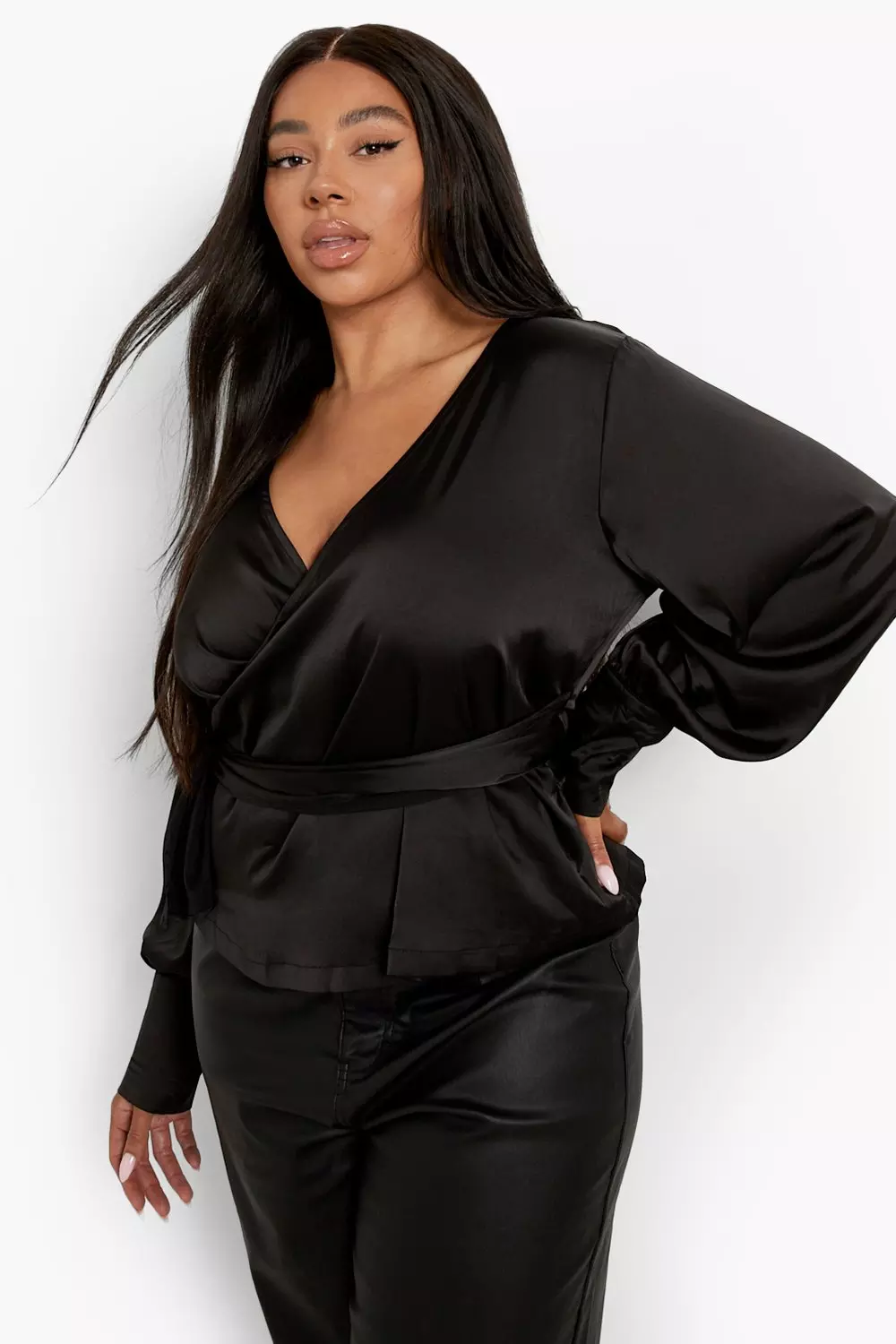 Satin balloon best sale sleeve top