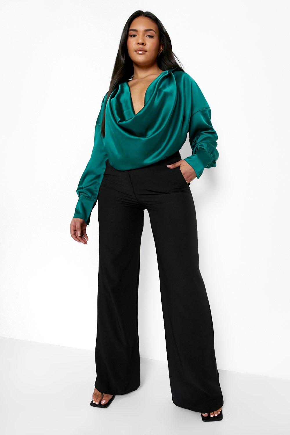 Plus Cowl Neck Satin Bodysuit