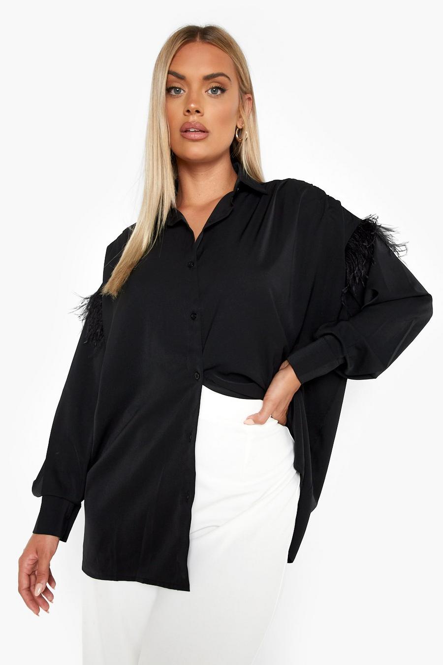 Black Plus - Skjorta med fjädrar image number 1