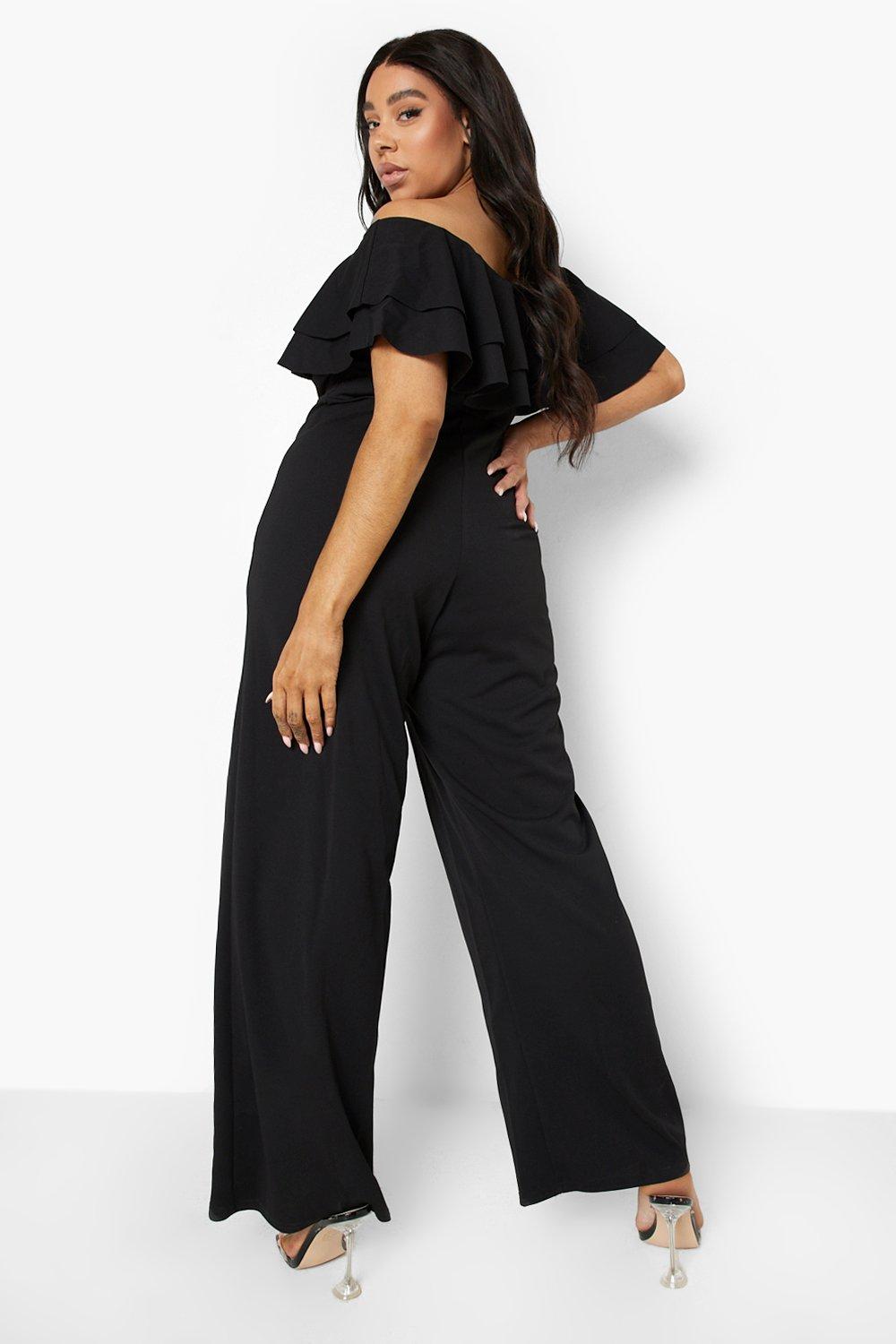 Plus size off the cheap shoulder jumpsuit