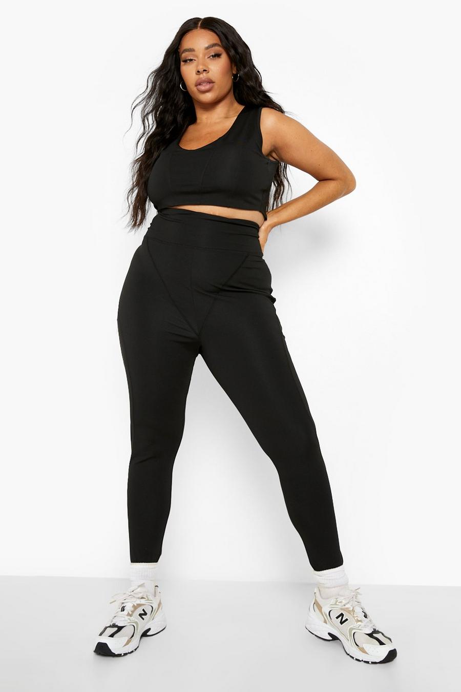 Black Plus High Waisted Contour Active Leggings image number 1