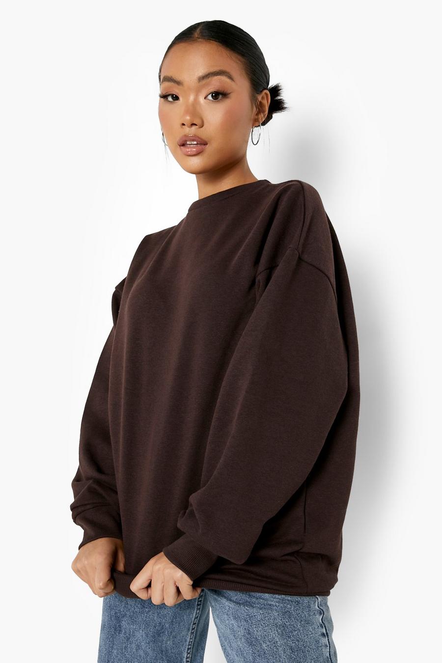 Oversize-Sweatshirt aus recyceltem Material, Petite Size, Schokoladenbraun marron