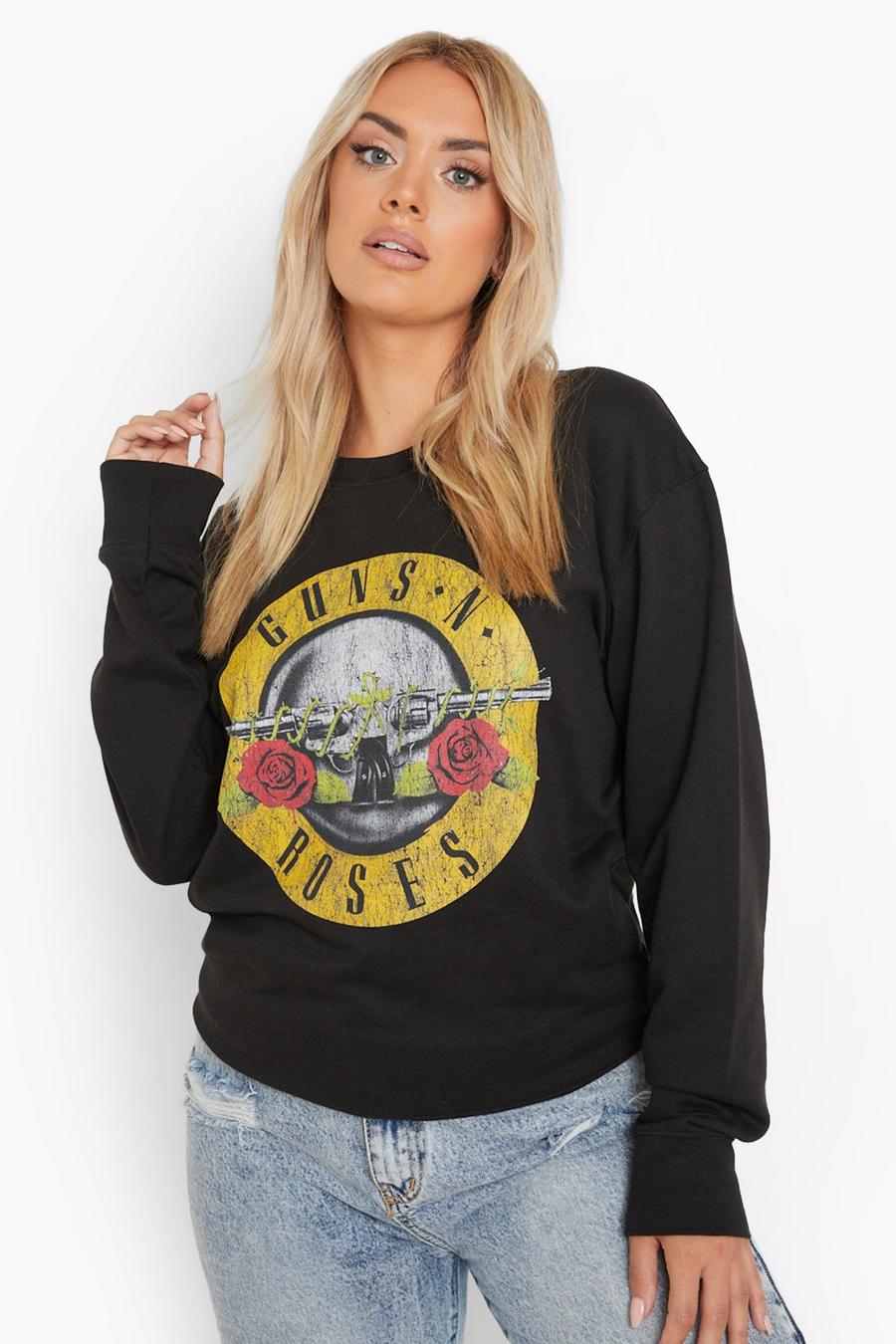 Plus Sweatshirt mit lizenziertem Guns N Roses Print, Schwarz noir